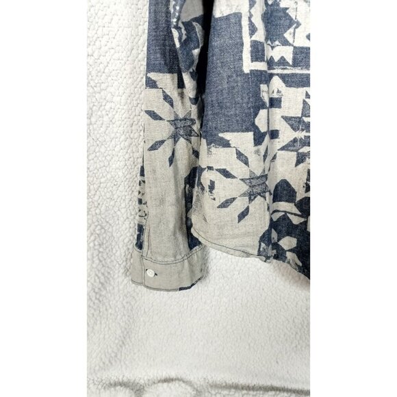 VANS Women's Size XL Ashley Blue Geometric Button Up Chest Pockets Long Sleeve - Picture 10 of 11